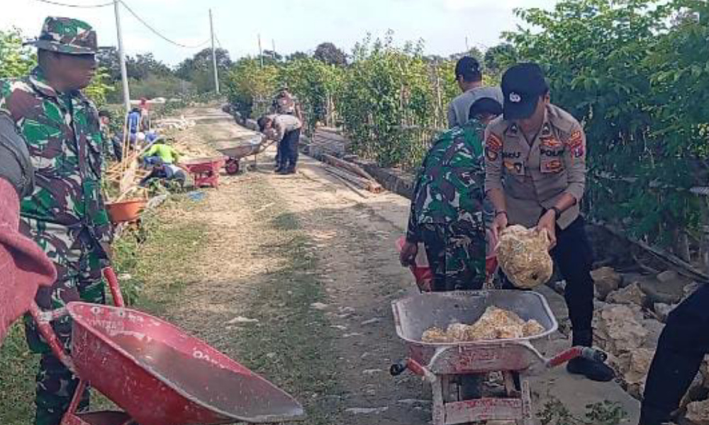 Pembangunan Tembok Penahan Tanah TMMD 121 di Buddi Capai 20&nbsp;persen