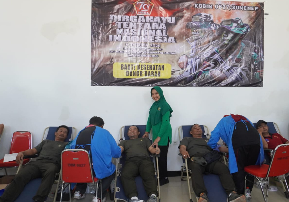Kodim 0827/Sumenep Gelar Aksi Sosial Donor Darah Peringati HUT ke 79 TNI Tahun&nbsp;2024