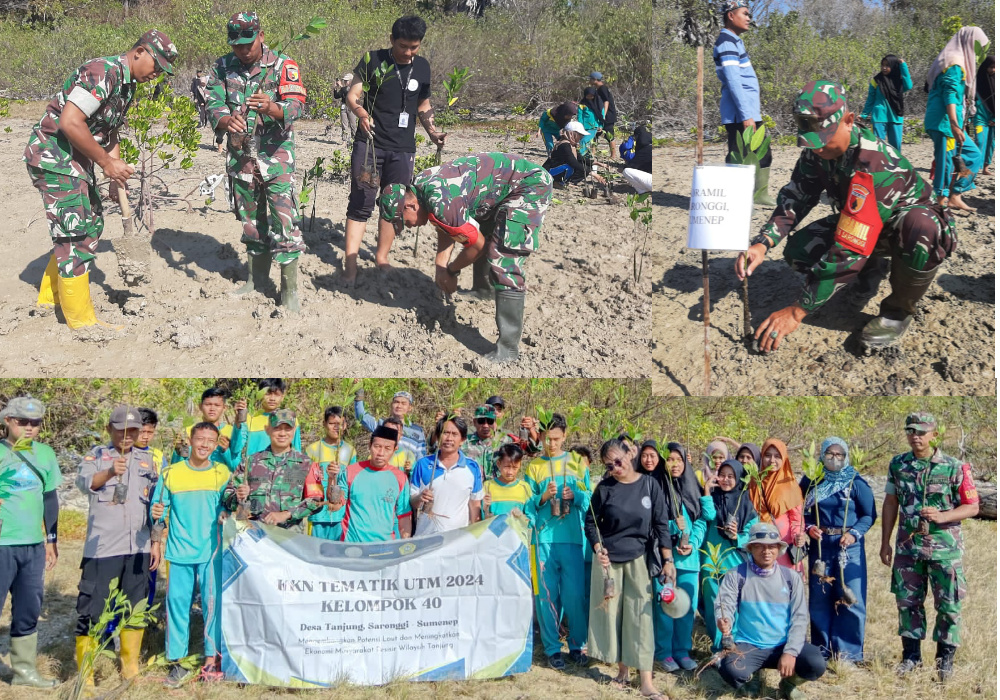 Peduli Lingkungan Danramil 06 Saronggi Bersama Mahasiswa Universitas Trunojoyo Melaksanakan Penanaman&nbsp;Mangrove